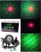 Светильник - эффект гирлянды с пультом, УЛИЧНЫЙ, мультирежимный (12-17) 2-цветный лазер с подставкой
