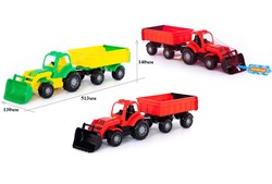 Трактор "Крепыш" с прицепом №1 и ковшом (44556) в сеточке 51х13х14см, Полесье