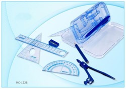 Готовальня Basir 8 предметов (MC-1228) циркуль, карандаш, ручка, точилка, линейка, транспортир, 2 треуг.