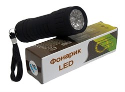 Фонарь  9 светодиодов (HEX-09) прорезиненный корпус, в коробке