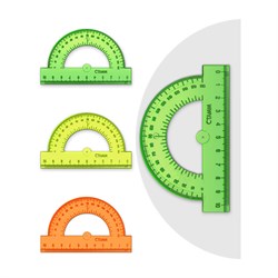 Транспортир пластиковый 10см, 180° ("СТАММ", ТР21) прозрачный флюор.