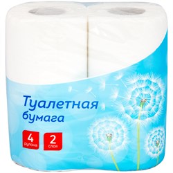 Бумага туалетная "OfficeClean" белая, 2-х слойная, спайка 4шт.*17м (249814)