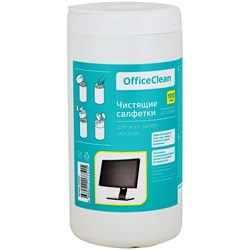 Чистящие салфетки OfficeClean влажные, для экранов, 100шт. в тубе (260884)