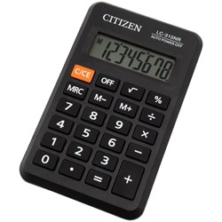 Калькулятор карманный CITIZEN LC-310NR, черный, 8-разрядный, 69*114*14мм