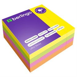 Блок самоклеящийся Berlingo "Ultra Sticky" 75*75мм 320л., 4 неоновых цвета (LSn_40002)