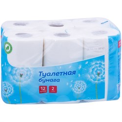 Бумага туалетная "OfficeClean" белая, 2-х слойная, спайка 12шт.*14,5м (279672)