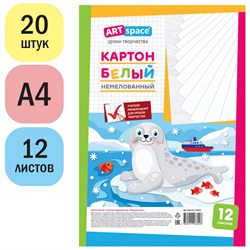 Картон белый ArtSpace А4 12л. "Морской котик" немелованный (Нкн12б_28644)