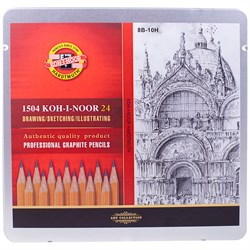 ! РАСПРОДАЖА Набор карандашей ч/гр. "Koh-i-Noor" "1500 " 24шт. в мет.коробке 8B...10H (1504024001PL)