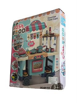 УЦЕНКА. Игр. набор "Кафе на колесах" 90,5*33*79,5см (008-958) касса, деньги, плита, духовка и 33 предм., в МЯТОЙ коробке