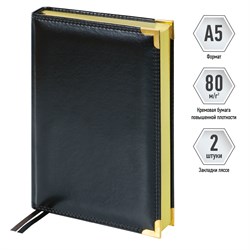 ! РАСПРОДАЖА Ежедневник Delucci недатир. А5 160л. кожа гладкая (UD1_89501) черный, золотой срез