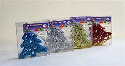 Набор украшений "Елочки" 6шт, 10см (YW-271) однотонные, цвет в ассорт., в ПВХ упаковке