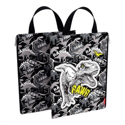 ! РАСПРОДАЖА Папка на молнии с ручками вертикальная А4 ErichKrause "Dinosaur Park" черная (52624) полиэстер