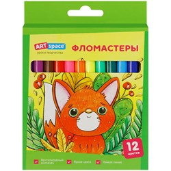 Фломастеры ArtSpace "Милые зверушки" 12цв. в карт. уп. (WP12_26902) смываемые