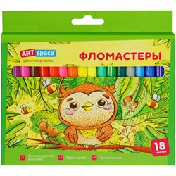 Фломастеры ArtSpace "Милые зверушки" 18цв. в карт. уп. (WP18_26926) смываемые