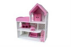 Дом для кукол деревянный "Мармелад" 61*45*20см, с мебелью 5 предм. (ДК30220/1) для кукол до 22см, в коробке