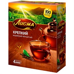 Чай Лисма "Крепкий", черный, 100 пакетиков по 2г. (201943)