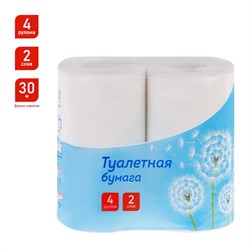 Бумага туалетная "OfficeClean" белая, 2-х слойная, спайка 4шт.*30м, белая (325787)