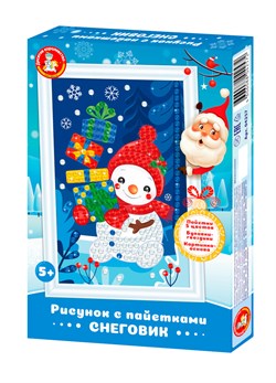 Аппликация - картина из пайеток "Снеговик" (04257, "Десятое королевство")