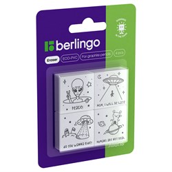 Ластик Berlingo "Aliens" флуоресцентный (BLc_00610) прямоугольный, ECO-ПВХ, 28*28*12мм