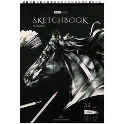 ! РАСПРОДАЖА Скетчбук А4  40л., 120г/м, черная бумага, тв. обл на спир. "Black line. Horse" (SkA440_38362, ArtSpace)
