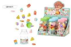 Набор ластиков 18шт. "FOOD" в ассорт. (QH-8571) в банке 9*5см