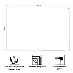 Доска магнитно-маркерная 120*180см OfficeSpace (307396) алюминиевая рамка, полочка