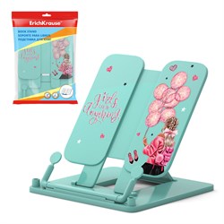 Подставка для книг ErichKrause "Girly Day", 235*190мм, регулир. угол наклона (58075) мятная с рисунком