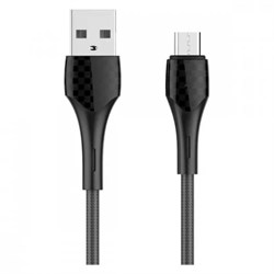 Кабель microUSB - USB, 1 м ("LDNIO" LS521, LD_B4530) Gray, 2.4A, LED-подсветка, медь - 86жил