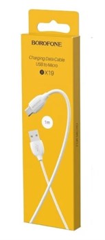 Кабель microUSB - USB, 1 м, в ПВХ оплетке, В КОРОБКЕ (BX19, 6931474701787) "Borofone", белый, 2.0A