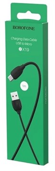 Кабель microUSB - USB, 1 м, в ПВХ оплетке, В КОРОБКЕ (BX19, 6931474701770) "Borofone", черный, 2.0A