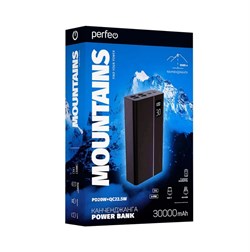 Аккумулятор внешний Perfeo "Power Bank Mountains" 30000 mAh, 3A (PF_D0161) PD + QC 3.0, LED дисплей, черный