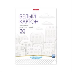 Картон белый ErichKrause А4 20л. глянцевый, в папке (58497)