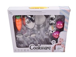 Игровой набор "Посуда" металл. + продукты, 14 предм., в коробке 35,8*4,5*26см (1840036)