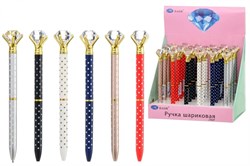 Ручка шар. "Basir" (MC-6669) синяя, цветной корпус в горошек, наконечник с кристаллом, поворот. механизм