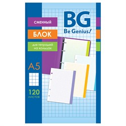 Сменный блок 120л. А5, белый, в клетку, с цветными краями (СБ5ту120_ц_12354, "BG")