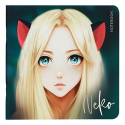 Книжка записная 17*17см, 40л. "Neko" ("MESHU", MS_53368) soft-touch ламинация, тиснение фольгой