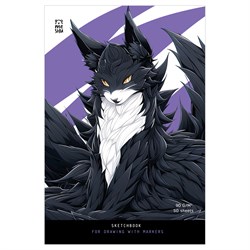 ! РАСПРОДАЖА Скетчбук А5  50л. 90г/м, для рисования маркерами, карт.обл. на склейке "Anime cat" (MS_53576, MESHU) soft-touch отделка