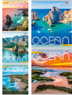 Тетрадь 48л. Remix ЭКОНОМ "Прибрежные виды -1" клетка (48-5049) типогр. бумага