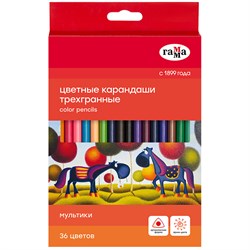 ! РАСПРОДАЖА Карандаши ГАММА "Мультики" 36цв. (290122_36) трехгранные