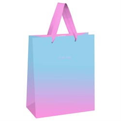! РАСПРОДАЖА Пакет подарочный MESHU 11х14х6,5см (MS_51815) "Duotone. Light blue-Pink gradient" фольга, матовая лам.