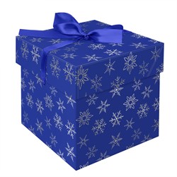 ! РАСПРОДАЖА Коробка подарочная складная MESHU "Snowflakes", (15*15*15см), с лентой, отд.фольгой (MS_54186)