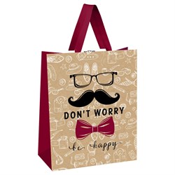 ! РАСПРОДАЖА Пакет подарочный MESHU 18х23х10см (MS_51753) "Don`t worry" выб. лак, крафт