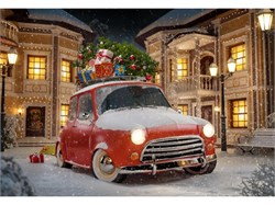 ! РАСПРОДАЖА Алмазная мозаика 30*40см "Новогодняя машина" 30цв. (НД-5869) частичное заполнение