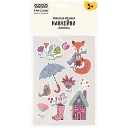 Алмазная мозаика 10*14,7см "Наклейки. Лисичка" (АМН_48208, "ТРИ СОВЫ") частичное заполнение