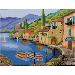 ! РАСПРОДАЖА Алмазная мозаика 40*50см "Город у моря" 30цв. (АМП4050_52988, "ТРИ СОВЫ") полное заполнение, с подрамником