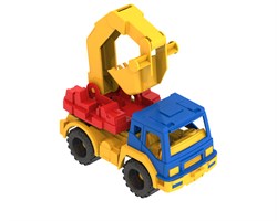! РАСПРОДАЖА Экскаватор "Кама" желто-красный, 17,4*8,2*17,2см (163/1, "Нордпласт")
