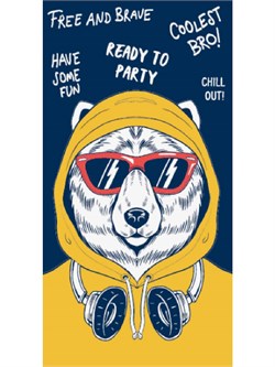 Конверт для денег "Без текста" (ЛХ-0138) "Медведь в очках с наушниками"