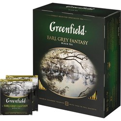 Чай GREENFIELD "Earl Grey Fantasy", черный с бергамотом, 100 пакетиков по 2г. (0584-09)