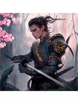 Картина по № на холсте 40*40см "Темный принц" (ХП-9775) с акрил. красками и золотой поталью. РАСПРОДАЖА - последний экземпляр!