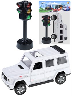 Внедорожник инерционный 21см + светофор (И-8789) откр. двери, в пакете
